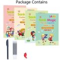 4 Pcs Reusable Magic Practice Copybook For Kids Magic Calligraphy Copybook. 