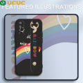 UCUC for Realme 7 / Narzo 20 Pro Back Cover With Wristband Rainbow Colorful Soft Silicone Phone Cases. 