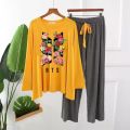BTS FLOWER Printed Lounge Wear 2 piece Pajama Night Suit for Night Wear Home Wear For Girls Women. 