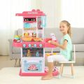 Kids Playing Modern Kitchen Set. 