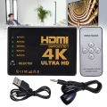 Hdmi Switch 5 To 01 4K  Ultra Hd 1080P Hdmi Switch Selector Splitter With Hub Ir Remote Controller For Hdtv Dvd Tv Box. 