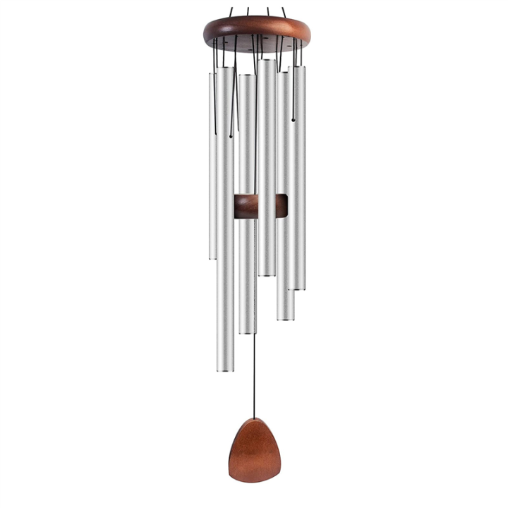 Metal Windchime Aluminum Windbell Wind Chimes 6 Rods Chimes Home Decoration Craft Patio Silver