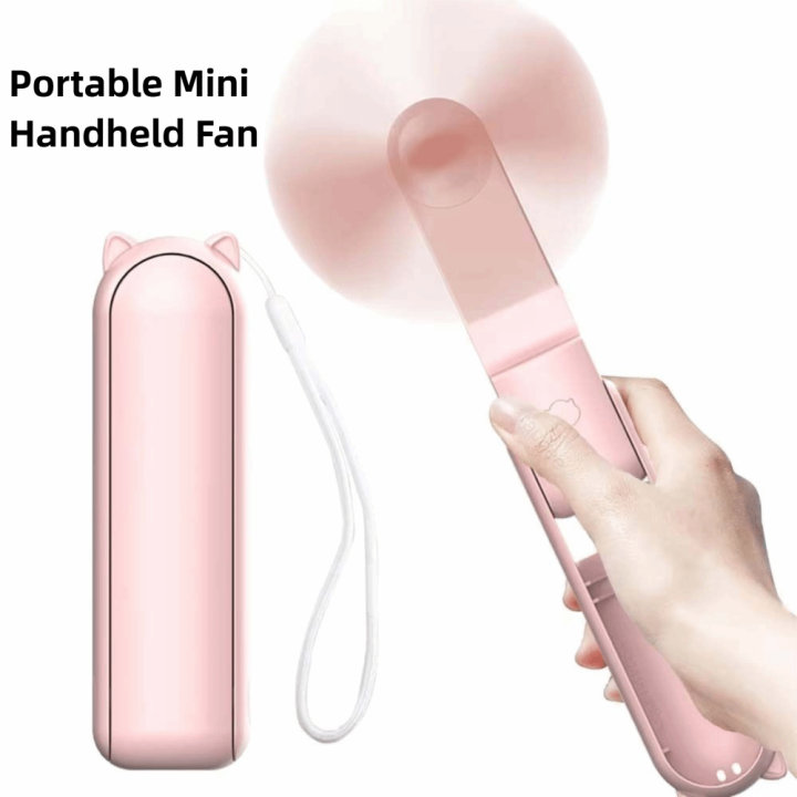 Durable Rechargeable Portable Mini Handheld Fan Adjustable 3 Speed Folding Cooling Hand Fan 2000mAh Cute Small Pocket Fan Camping