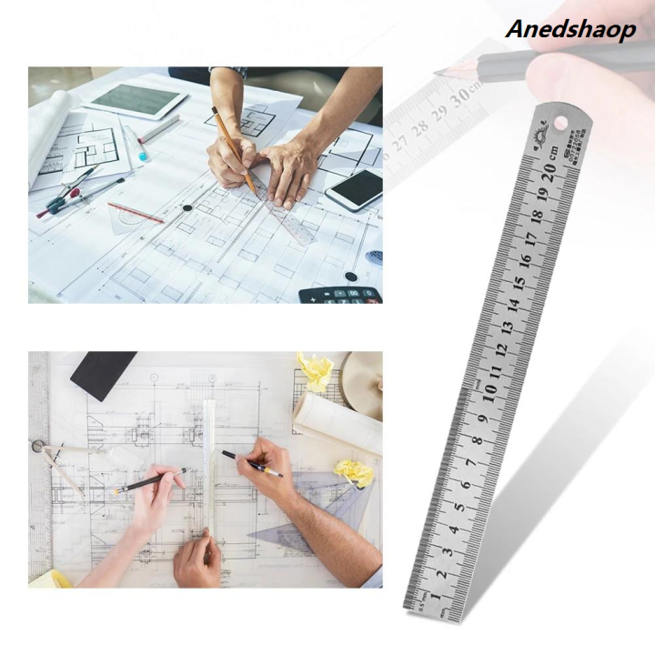 Metal Ruler 40cm Anedshaop Stainless Steel Metal Straight Ruler 15cm/20cm/30cm/40cm/50cm ...