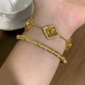 【Exclusive Offer】Italian Cloth Qi Latiras Bracelet Women's Stacked Tiger Eye Four-leaf Clover Bracelet Vintage Maillard Style. 