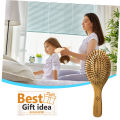 Natural Eco-friendly Hair Brush With Bamboo Bristles, Massages Scalp Anti-Static Hair Detangle (Oval). 