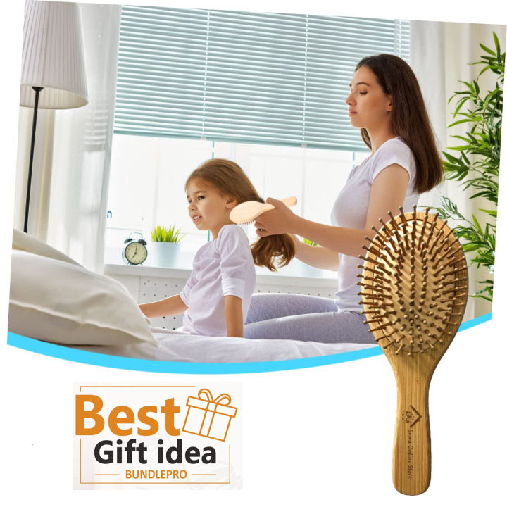 Natural%20Eco-friendly%20Hair%20Brush%20With%20Bamboo%20Bristles,%20Massages%20Scalp%20Anti-Static%20Hair%20Detangle%20(Oval)%20-%20Image%208