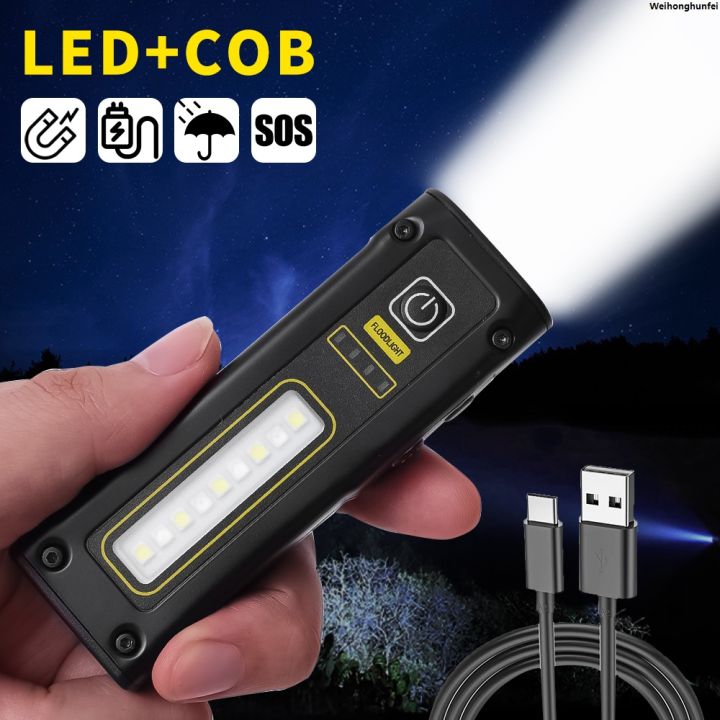 WeihonghunfeiSSD 1Pcs Power Mobile High Power Light Work Flashlight COB Mini Hot Selling Multifunctional Portable Rechargeable Strong Magnet LED Flashlight Strip Fashion