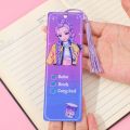 Kawaii Acrylic Kpop Demon Hunters Bookmarks Stationery With Tassel Anime Book Page Markers Cartoon Huntrix Reading Book Clip Kpop Fans. 