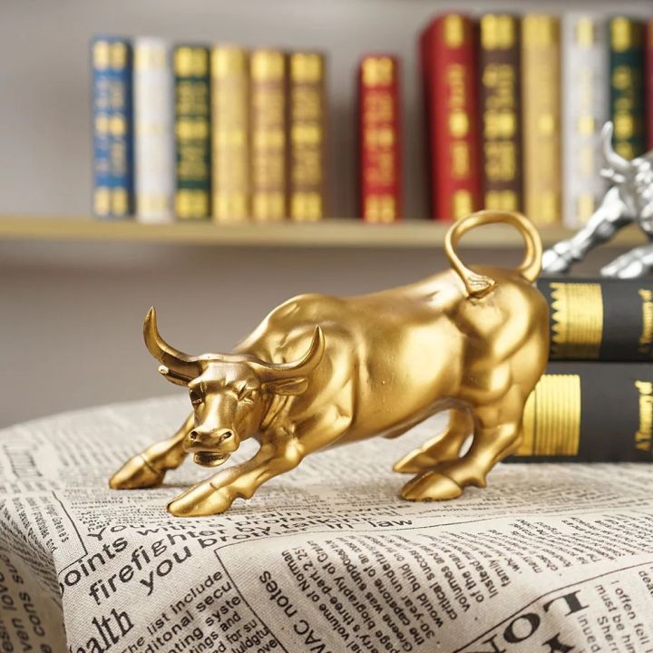 Wall Street Bull Statue,Resin Fortune Bull Desk Statue | Stock Market Fortune Luck Gather Business Gifts