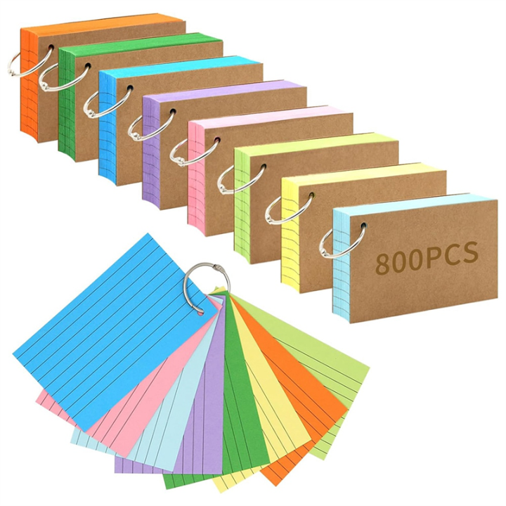 800 PCS Lined Ruled Index Cards 3x5 Inches, Colored Flash Cards with Binder  Rings, Ready to Use Notecards | Daraz.com.np