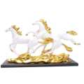 White/Golden Running Horse Ceramic Statue 7inch. 