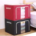 Oxford Foldable Clothes Storage Box | Multi-Purpose Washable Organizer with Zip Lid & Metal Frame | Blanket, Quilt, Pillow Storage. 
