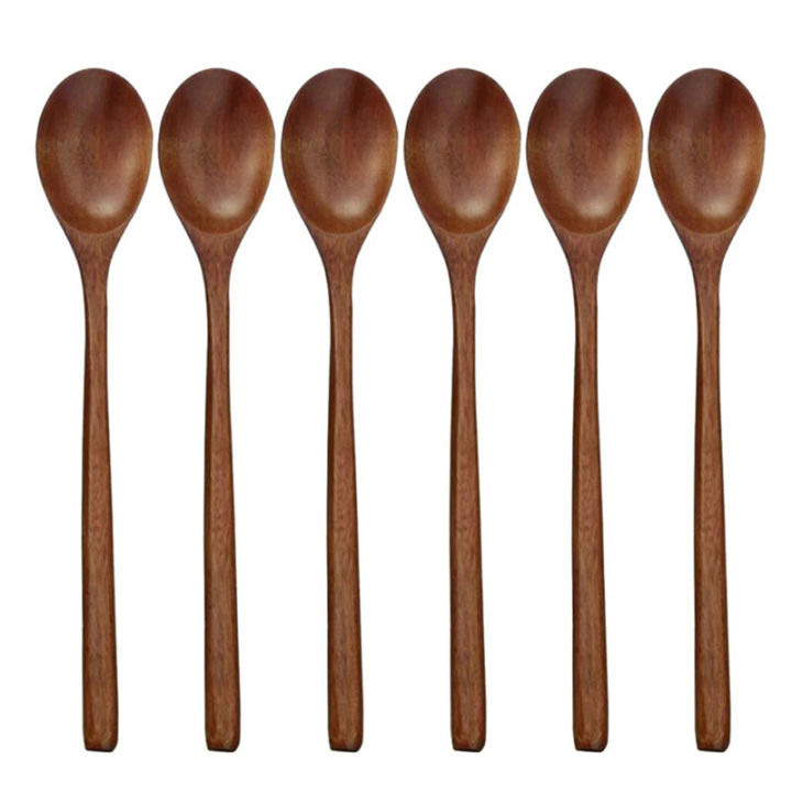 1 Piece Wooden Spoon Bamboo Kitchen Korean Style 9 Inch Natural Wood Soup Tableware Cooking Honey Coffee Spoon Mixing Spoon Encounter