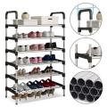 6 Layers Stainless Steel Shoe Rack with 12mm Pipe Organizer Shelf [Size 57cm x 30cm x 120cm]. 