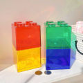 Blocks Shape Coin Box Kids Money Bank Transparent Stackable Storage Box Toy Gift for Children Coin Piggy Bank Money Saving Box Huiye. 