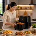 Hyundai 5.6L Air Fryer | HYAF-56L-D180 | 9 Auto Cooking Programs | LED Touch Control | Rapid Hot Air Technology | Built-in Light. 