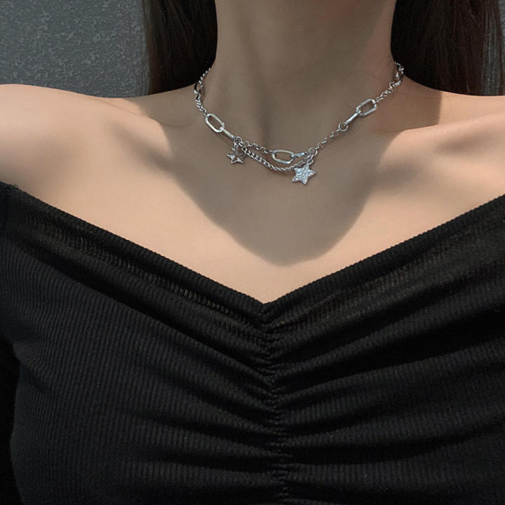 embellished%20necklace%20Y2K%20style%20initial%20necklaces%20for%20women%20Wholesale%20price%20Double%20layer%20necklaces%20for%20women%20trendy%20for%20Party%20wear%20Casual%20jewelry%20-%20Image%202