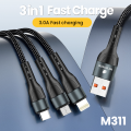 MyPower 3 in 1 Multi Charging Cable  Compatible With Most Smartphones USB to Type c , USB to Micro, USB to Lightning , Black Colour   Md311 Converter. 