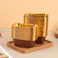 50Pcs Rectangular Aluminum Foil Tin Paper Cup Baking Cups Heat Resistant Cupcake Liner Molds Dessert Cake Box QUANYIN. 