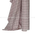 White/Maroon Checkered Unstitched Fabric For Shirt - 1 Meter. 