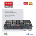 Prestige Magic 4 Burner Gas Stove- GTMC 04 L, Black Colour, Glass, Manual. 