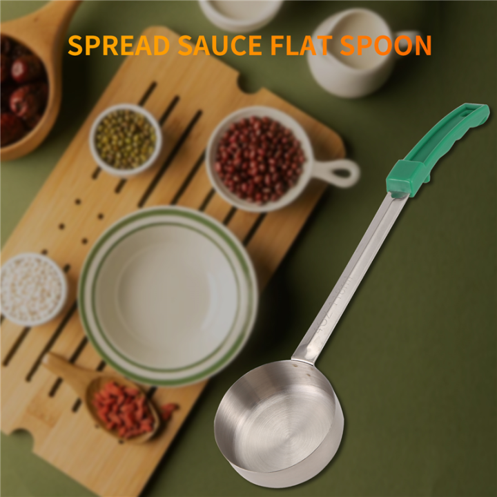 Pizza%20Spread%20Sauce%20Ladle%20Rubber%20Handle%20Flat%20Bottom%20Kitchen%20Cooking%20Spoon%20Stainless%20Steel%20Measuring%20Stir%20Soup%20Spoon%20-4%20Oz%20-%20Image%203