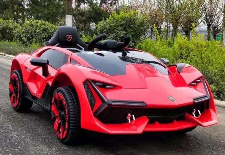 Lamborghini 12v Kids Battery Powered Ride On Car Remote Controlled 2 Seater Blue (2.4ghz RC)