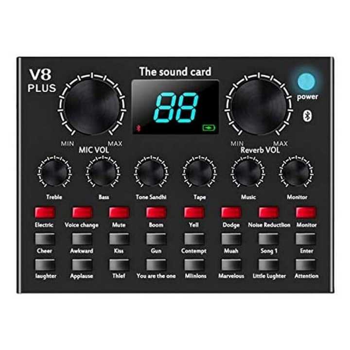 V8 Plus Sound Card Audio Interface External Usb Live Broadcast Microphone Sound Card