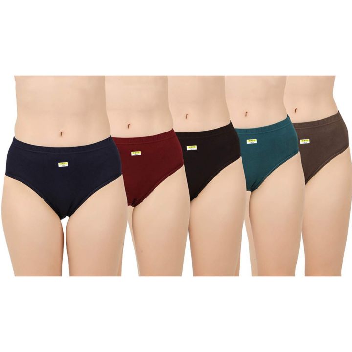 Amul Priya (Pack of 5) Plain Cotton Hipster Panty For Women