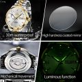 S_way OLEVS 9956 Mens Watch Original Fashion Automatic Mechanical Watch For Man Waterproof Luminous Reloj Hombre Dual Calendar Display. 