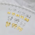 50pcs Metal Alloy Bowknot Nails Art Decoration Silver Gold Nail Charms DIY Manicure Design Jewelry Accessories Tools XINYAN. 