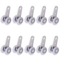 NAMUNY Pack of 10 45X19 mm Metal Bearing Pulley Blocks with 2 Plastic Wheels for Cabinet Sliding Doors. 
