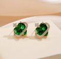 Spunky Add-ons  1pair Vintage Glitter Zircon Heart Shaped Stud Earrings ,Valentine's Day Anniversary Gifts, Daily Commuting Ear Jewelry. 