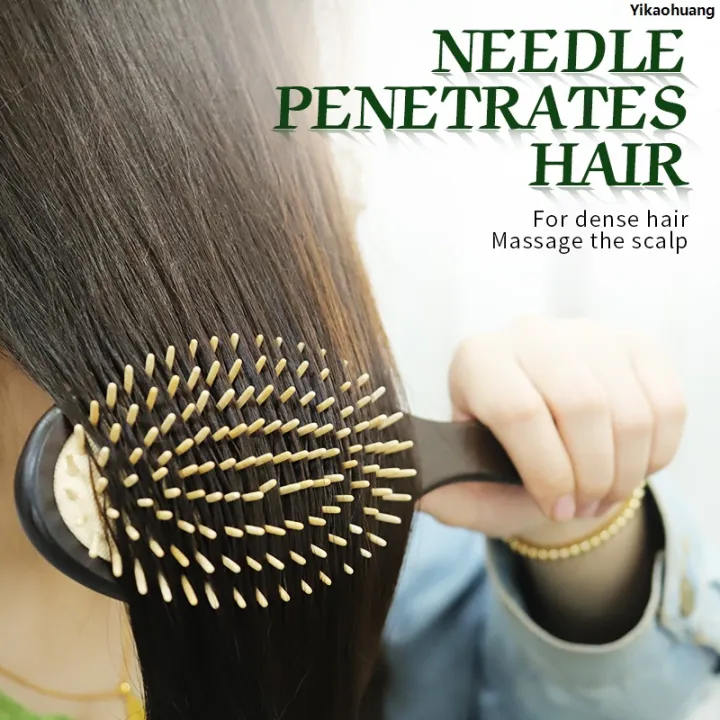 NEW%20YikaohuangBlack%20Wood%20Hair%20Brush%20Women%20Head%20Scalp%20Massage%20Detangling%20Hairbrush%20Wide%20Tooth%20Hair%20Comb%20Airbag%20Hair%20Loss%20Improve%20Scalp%20Tool%20Bargain%20price%20-%20Image%203