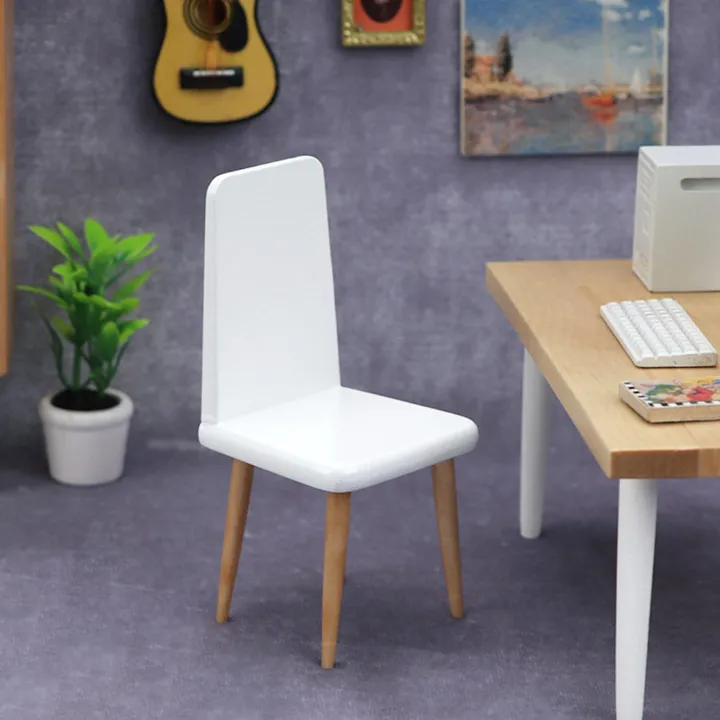 1/12%20Scale%20Miniature%20White%20Chair%20Modern%20Style%20Pocket%20-%20Image%205