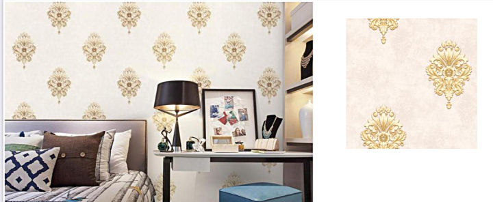 3D%20Royal%20Vintage%20Elegant%20Gold%20Damask%20Wallpaper%20Embossed%20Textured%20Non-woven%20Roll%20For%20Wall%20Decoration%20-%20Image%204