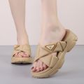 Newcomer Korean Summer Cross Design Thick Sole Slipper Sandal For Women - Multicolor |Fashion Summer Slipper For Women. 