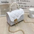 Sutuiying Women's bag 2024 new trend fashion diamond embossed Luxury chain mini jelly square bag versatile pearl handbag. 