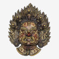 Gold/Black Nepali Handicrafts Big Carving Bhairav Mask For Home Décor. 