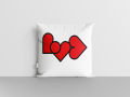 Red Heart Printed Decorative Cushion Covers with fillings – Set of 4. 
