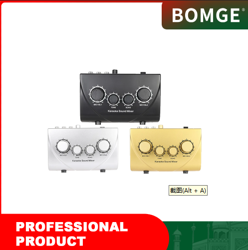 Portable Karaoke Mixer,Professional Digital Audio Sound Karaoke Machine Echo Mixer System for Family Party Entertainment, 2 Mic Inputs for TV/PC & Amplifier