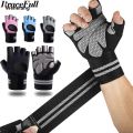 Wenefang 1Pair Half Finger Gym Fitness Gloves with Wrist Wrap Support for Men Women Crossfit Workout Power Weight Lifting Equipment. 