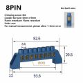 4/6/8/10/12 Positions Terminal 4Pin 6Pin 8Pin 10Pin 12Pin Brass Screw Grounding Bridge Terminal Blue Green Zero Line Earth And Neutral Block Connector Thickened Electrical Terminal Block Strip Wire. 