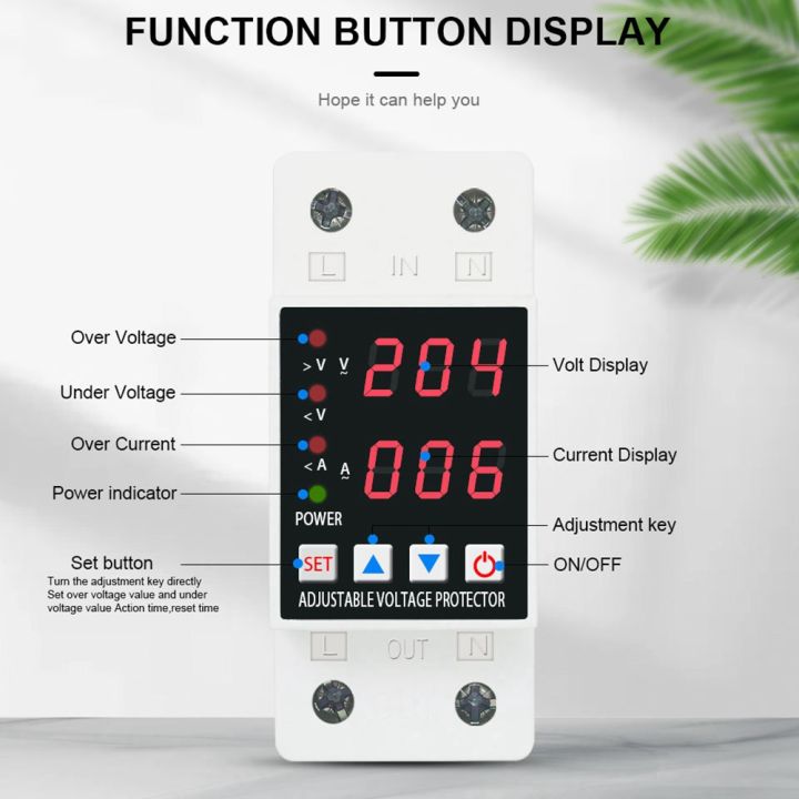 Din Rail Dual Display Relay Adjustable over Voltage Current Relay ...