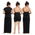 Silk Bridal Nightgown Set Stylish Fancy Bridal Nighty Set For Women Free Size Black Color. 