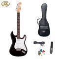 SX SE1-SK Stratocaster Electric Guitar - Black. 