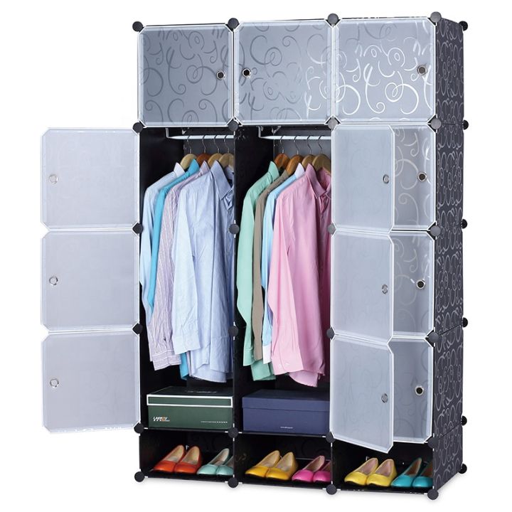 12 Cube Plastic Folding Storage Rack – Divisional Organizer for Wardrobe, Closet & Clothes with Dustproof Shoe Rack | Cloth Daraz