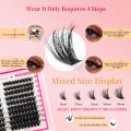 Cosmetic Eyelash Volume Lashes Single Root 300 ANLINNET PIECES EYELASH TUFTS EYELASH KIT FLUFFY HYBRID TRAY FAUX MINK EXTENSION. 