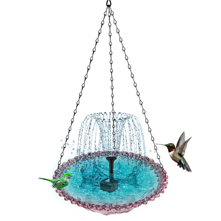 JAERBEE%20Hanging%20Bird%20Bath%20with%20Solar%20Fountain%20Solar%20Bird%20Bath%20Fountains%20Hanging%20Bird%20Baths%20for%20Outdoors%20Gray%20-%20Image%204